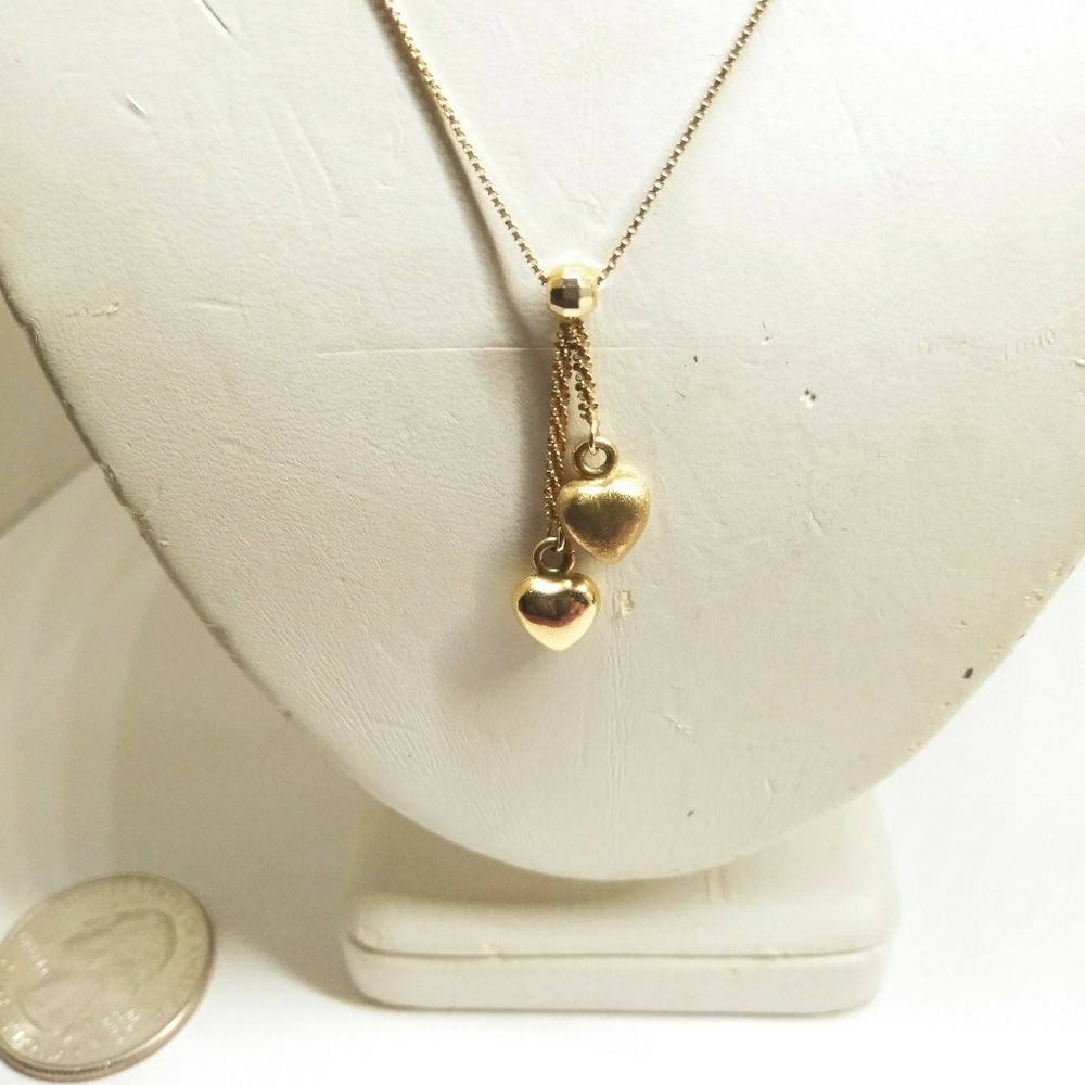 10k doble heart necklace box chain